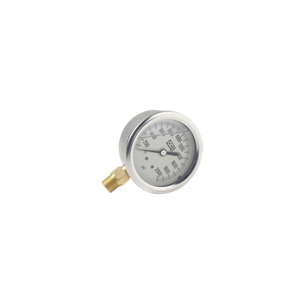 Gauge – 2000 PSI, 1/4 Bottom Mount