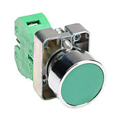 PUSH BTN,22MM,METAL,GRN,FLUSH