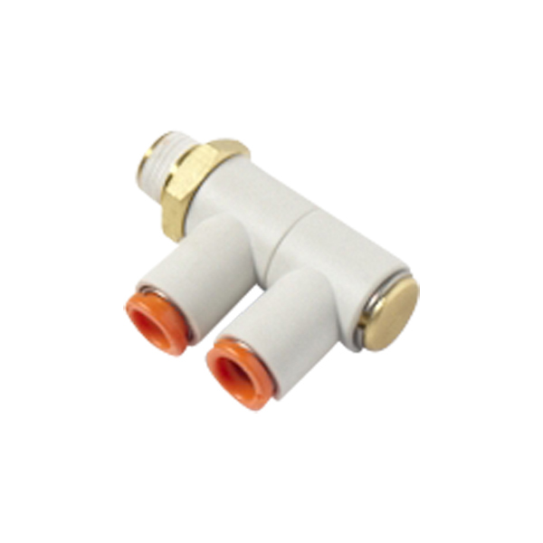 Dual Push-In Manifold, 1/4" Tube (x2) x 3/8" MPT