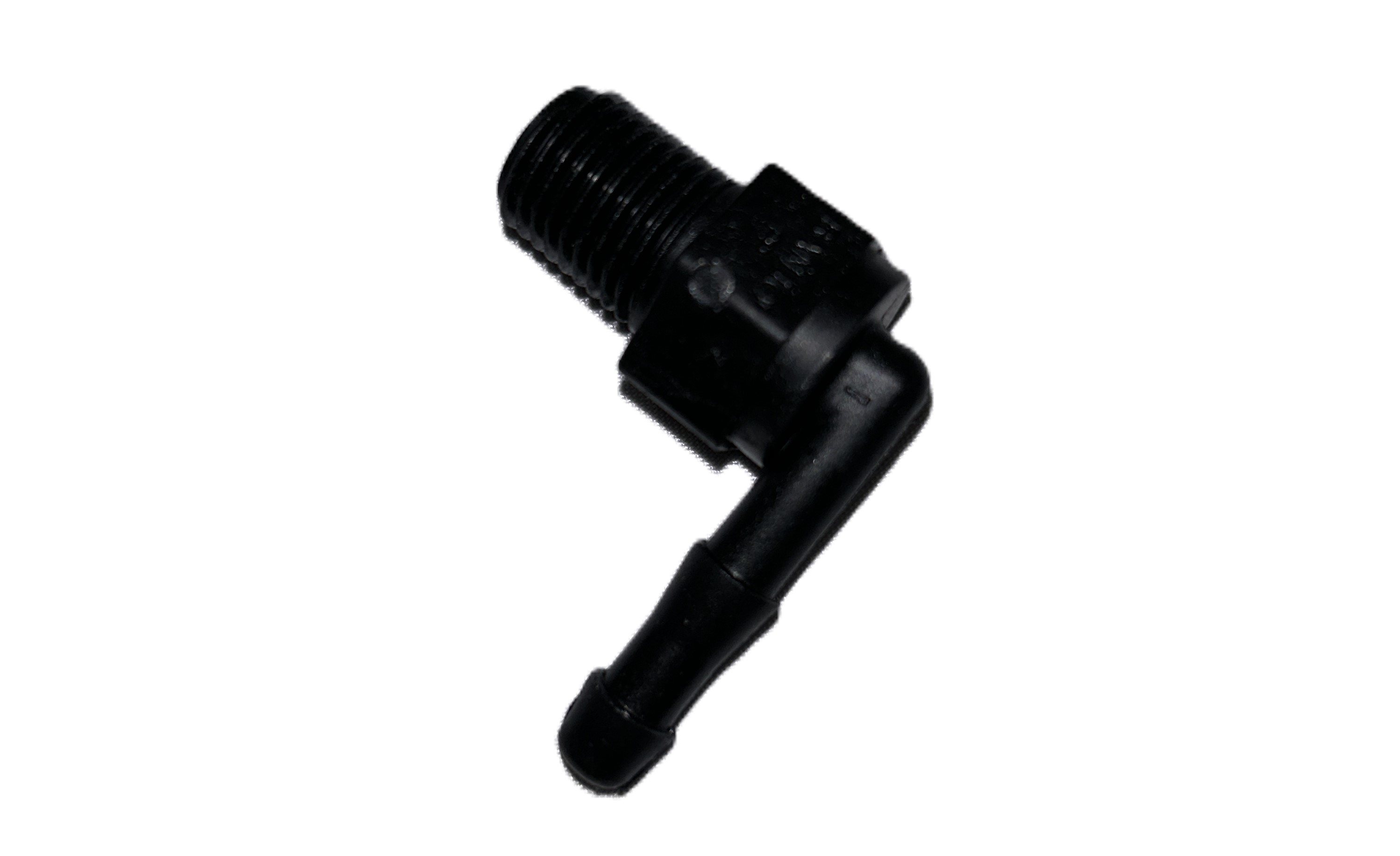 HOSE BARB .25x.25MPT 90-DEG POLY