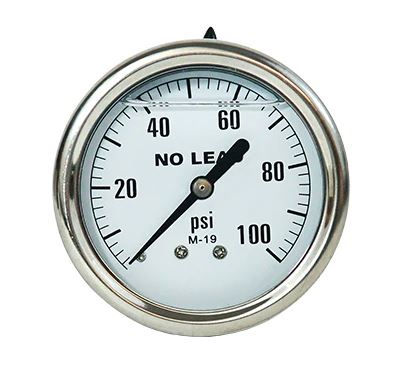 0-100 PSI Pressure Gauge, No-Lead, Back Mount (PGLB25100C)